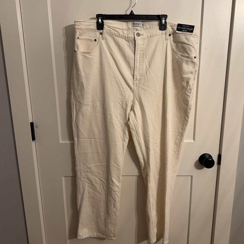 Abercrombie & Fitch Jeans 36 X 22 Off White Curve Love High Rise Ankle Straight